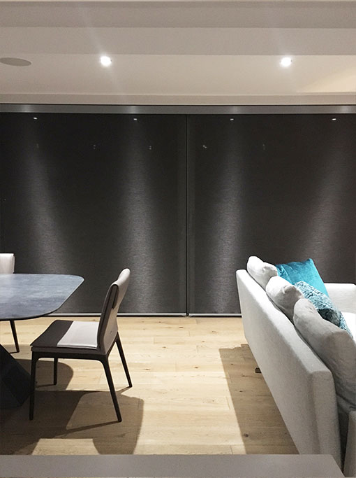 Project: Dorset V03 Roller Blind System - motorised, Control4 Finish: Bespoke RAL Fabric: Mabillon Lava