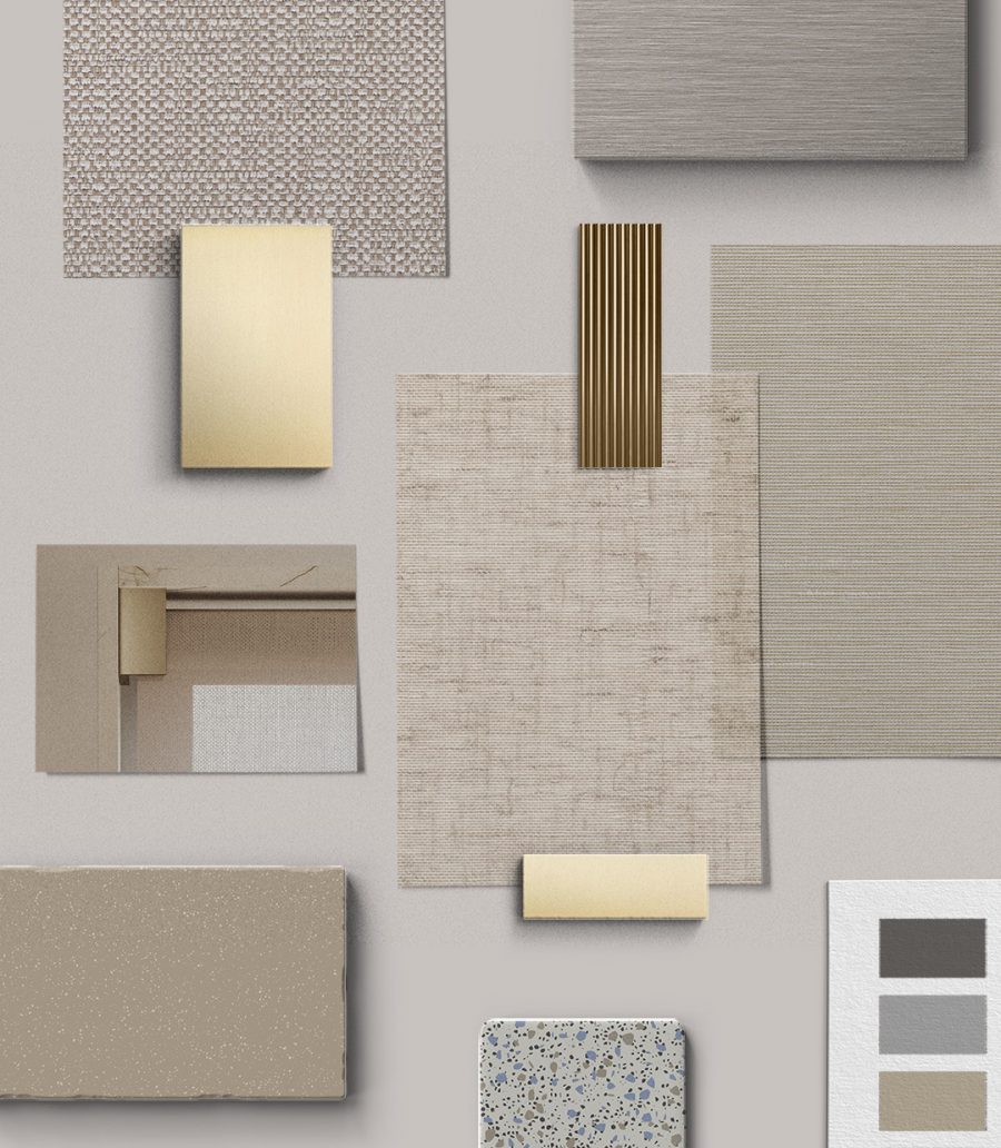 Fabric library with refined materials for bespoke window treatments, including linens and sheer