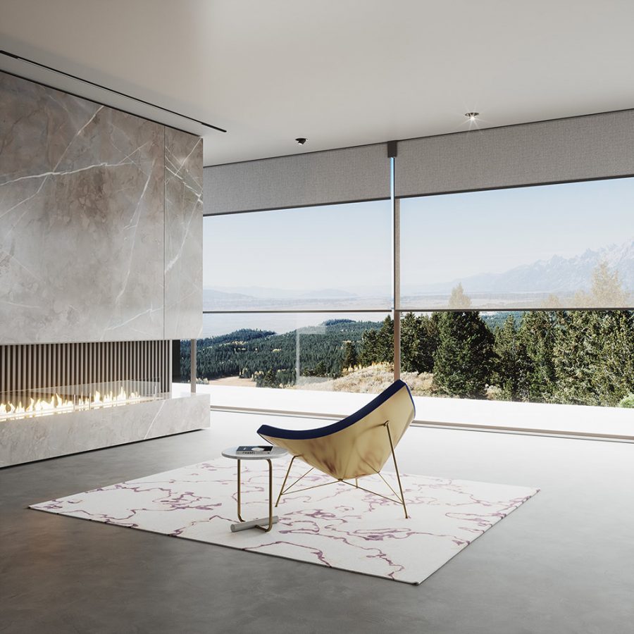 Motorised roller blind system as part of high-end blinds and curtains collection