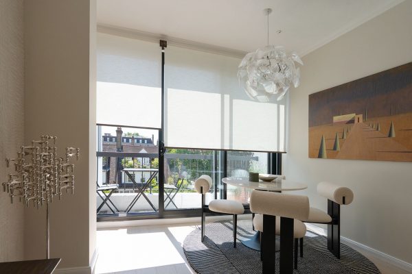 Modern and elegant roller blinds for luxury lounge in London apartment