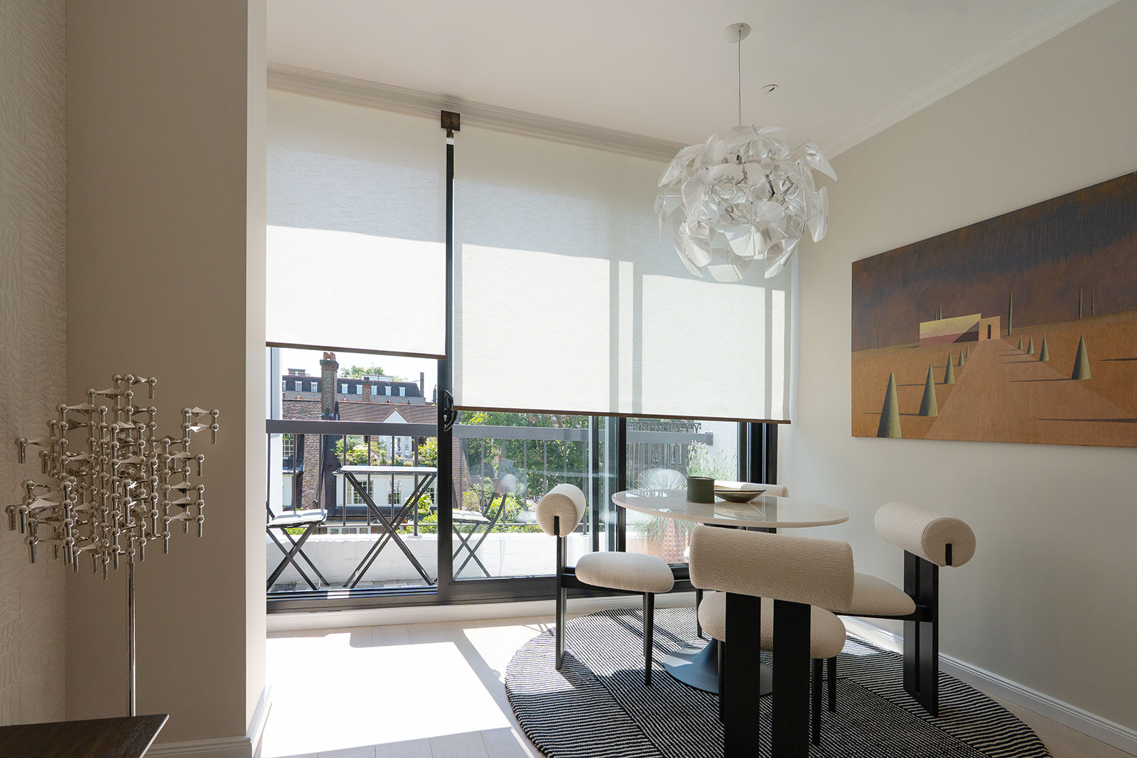 Modern and elegant roller blinds for luxury lounge in London apartment